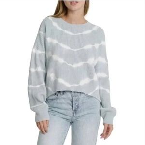 PISTOLA ANTHROPOLOGIE WOMENS EVA TIE DYE SWEATER GRAY WHITE CROPPED MEDIUM